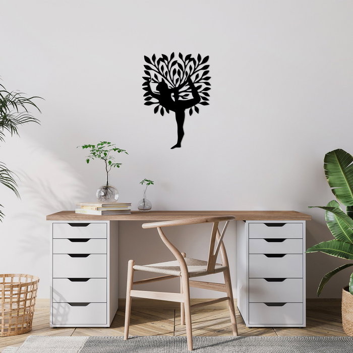 Wallity Yoga 2 Escultura de pared de metal negra